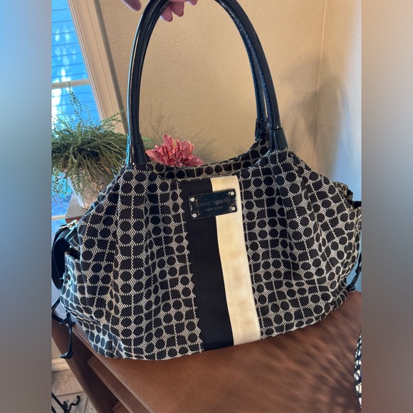 Kate Spade Chic Black and White Patterned Shoulder Diaper Bag - Picture 1 of 16